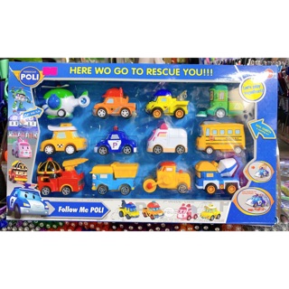Hộp đồ chơi 12 xe Robocar Poli bằng nhựa chạy trớn P7