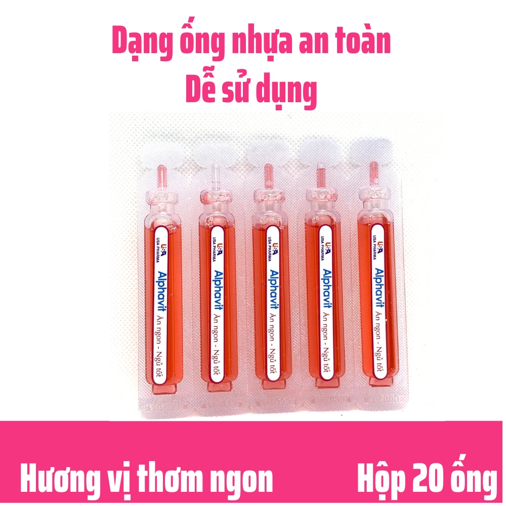 ALPHAVIT ĂN NGON NGỦ TỐT - SIRO ĂN NGON NGỦ TỐT CHO BÉ - HỘP 20 ỐNG NHỰA BẺ