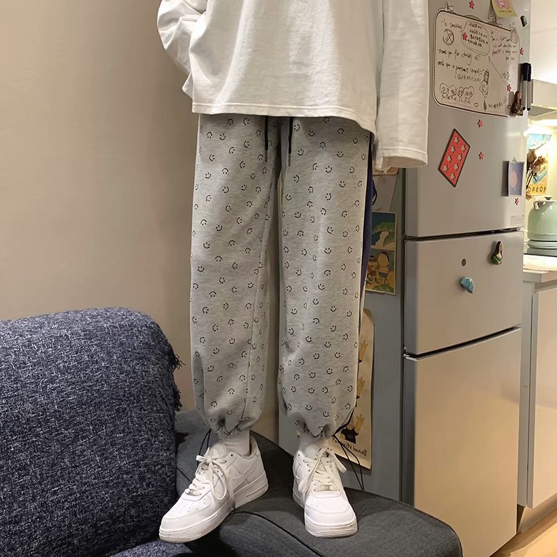 quần ống rộng Lưng Thun In Hình Mặt Cười Phong Cách Nhật Bản Dành Cho Cả Nam Và Nữ | BigBuy360 - bigbuy360.vn