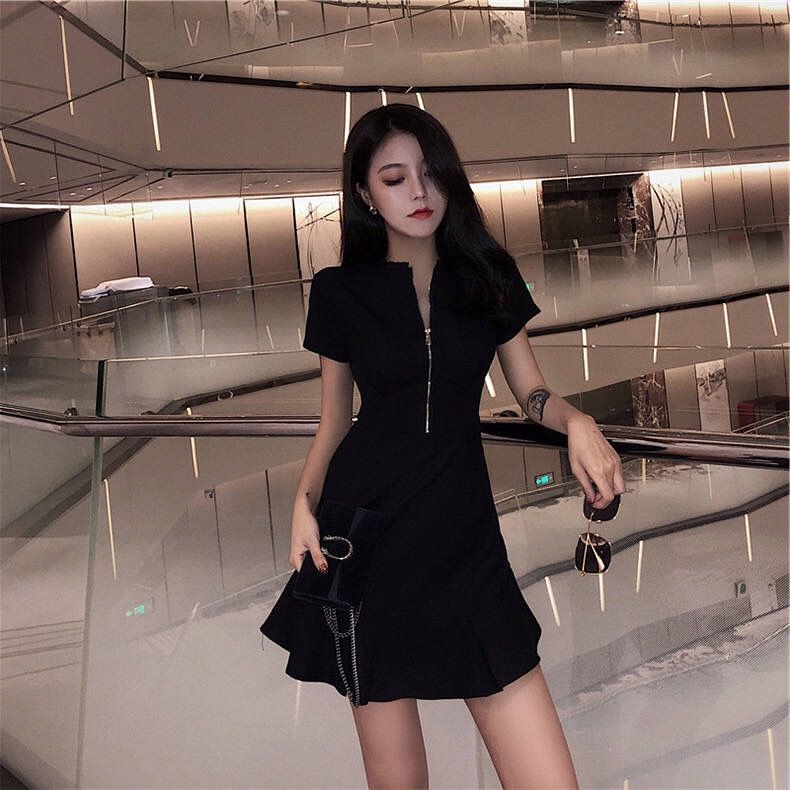 Đầm Đen Dài Có Khóa Kéo Thời Trang Nữ Tính Sành Điệu | BigBuy360 - bigbuy360.vn