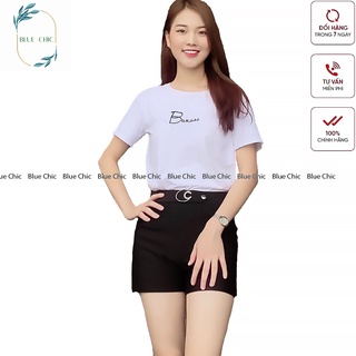 Quần short nữ Blue Chic cạp cao đùi ngắn khuyên đá chất vải Umi Hàn cao cấp co giãn tôn dáng đồ mặc nhà