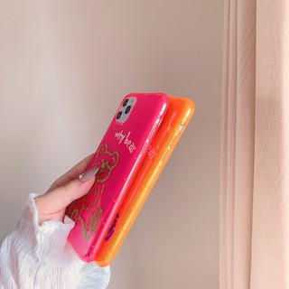Ốp gấu neon hồng cam iPhone 7 8 7 Plus 8 Plus X Xs Xr XsMax iPhone 11 11 Pro 11 Promax Cú Mèo Case