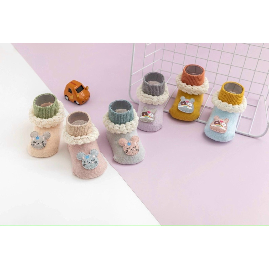 [Set 6 Đôi Tất Vớ Cho Bé từ 0 - 18 Tháng] Chất cotton mềm mại, co giãn, đế chống trượt khi tập đi