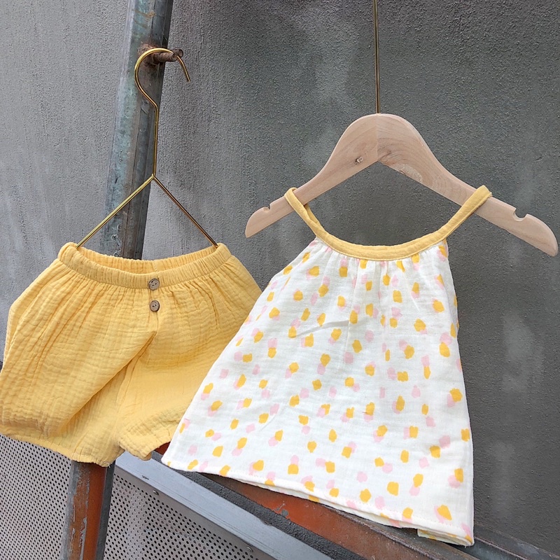 Bộ 2 dây vải xô muslin cho bé gái