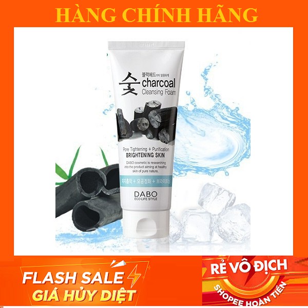 Sữa rửa mặt than hoạt tính sạch da, ngừa và xoá mụn Dabo Charcoal Cleansing Foam 150ml Hàn quốc