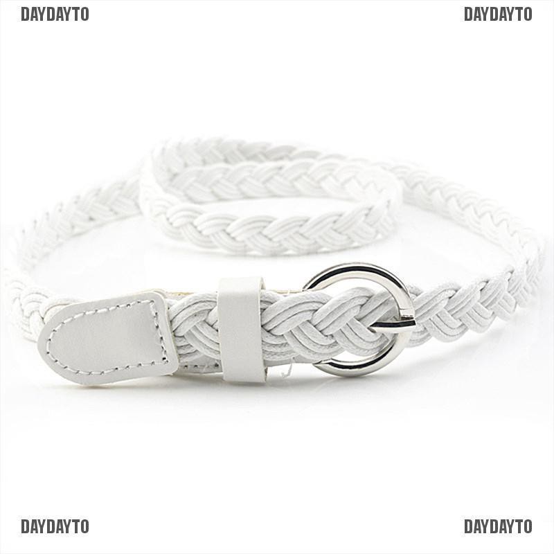 Thắt lưng bện dây da mặt chữ D thời trang cho nữ