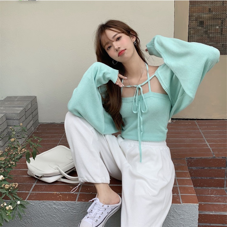 Set áo khoác cardigan tay dài chống nắng thiết kế thời trang