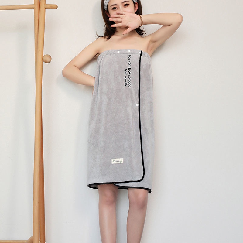 Set váy quấn tắm rửa mềm mại thấm hút nhanh khô không đổ lông cho nữ