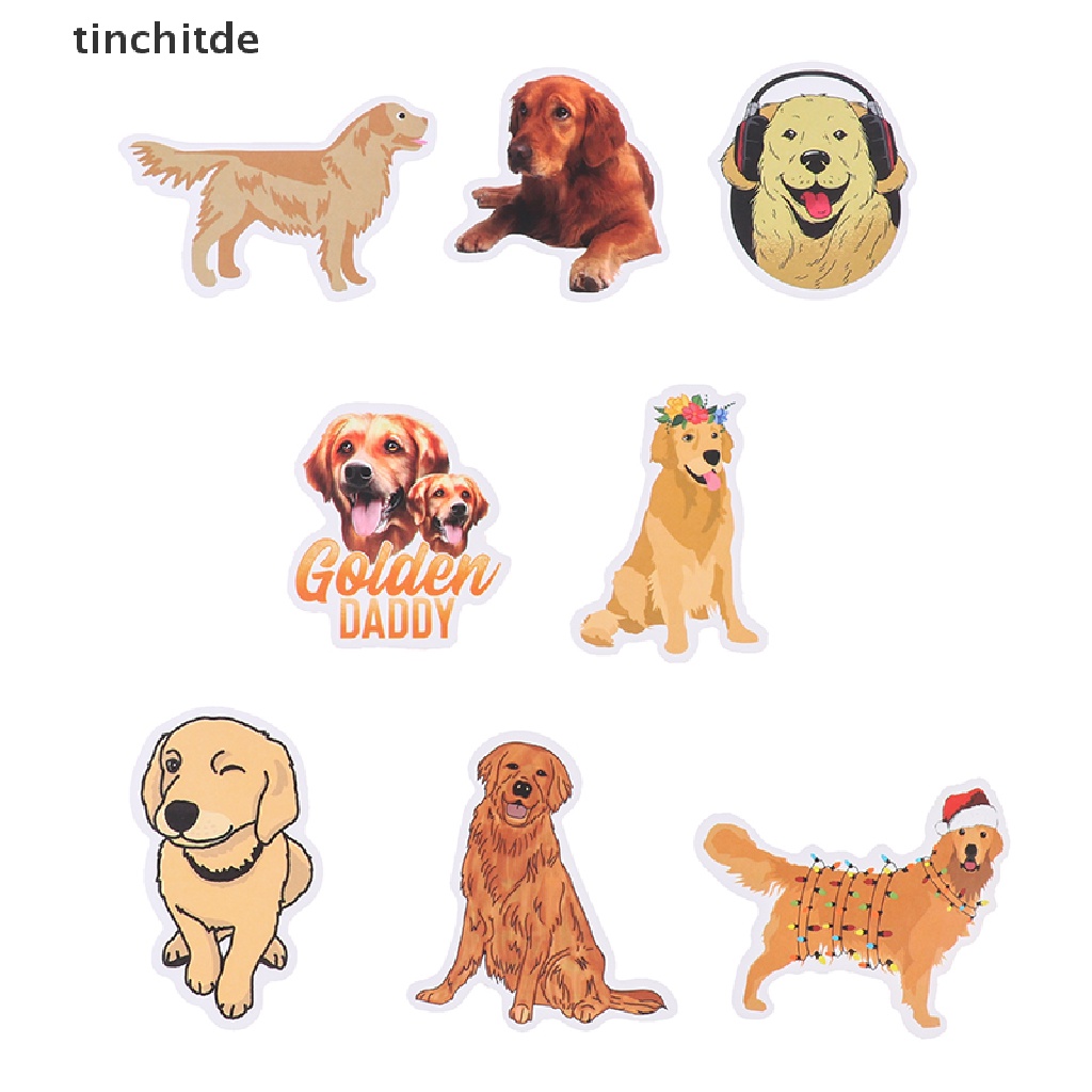 Set 50 Miếng Dán Hình Chú Chó Màu Vàng Dễ Thương Dùng Trang Trí Vali / Laptop DIY