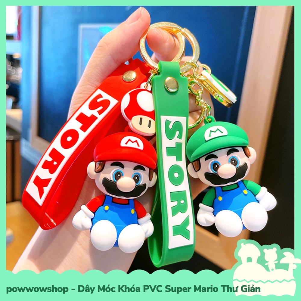 [Sẵn VN - Hỏa Tốc] Dây Móc Khóa PVC Nhân Vật Game Super Mario Toad Thư Giản Nhiều Màu