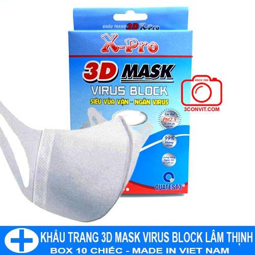 Hộp 10 khẩu trang 3D Mask Virus Block công nghệ dập NB Unicharm Lâm Thịnh