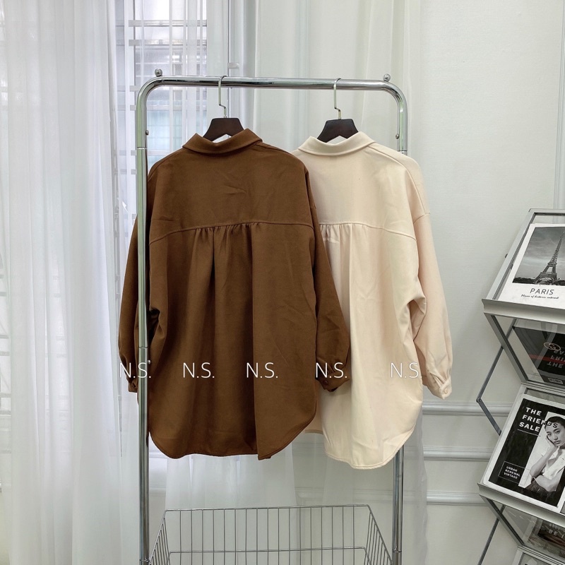 ÁO SƠ MI NHUNG TĂM FROM RỘNG SIÊU HÓT MS17728