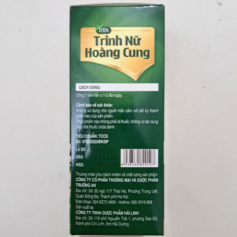 Viên uống DTA TRINH NỮ HOÀNG CUNG - Hỗ trợ giảm u xơ, u tuyến tiền liệt cho nam và nữ_Hộp 50 viên