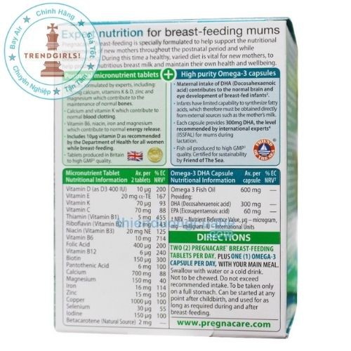 Vitamin tổng hợp Pregnacare Breastfeeding, Anh (84 viên) giúp lợi sữa phù hợp cho phụ nữ sau sinh - Trend girls online