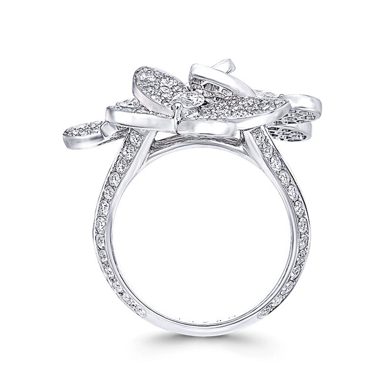 Nhẫn Đính Đá Zircon Hình Hoa Nhiều Màu Sang Trọng Cho Nữ