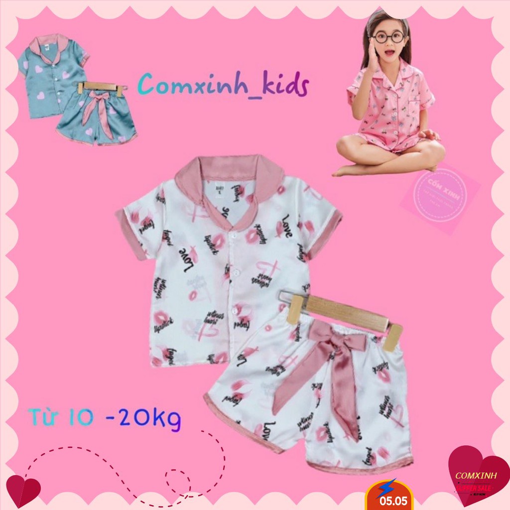 Bộ Lụa Cho Bé❤Pijama satin cao cấp  ❤️Chất cực thích✌Size 1/7 phom 10-20kg ⚡