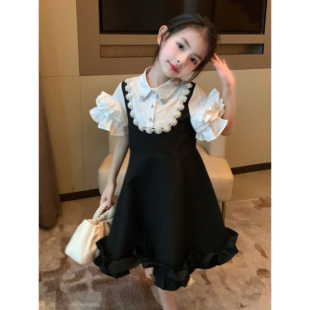 [Thời Thượng Cho Trẻ Em Phải-Have] Đầm Công Chúa Tay Phồng Phong Cách Cánh Hoa Mỏng Phù Hợp Với Váy Sơ Mi Cho Bé Gái