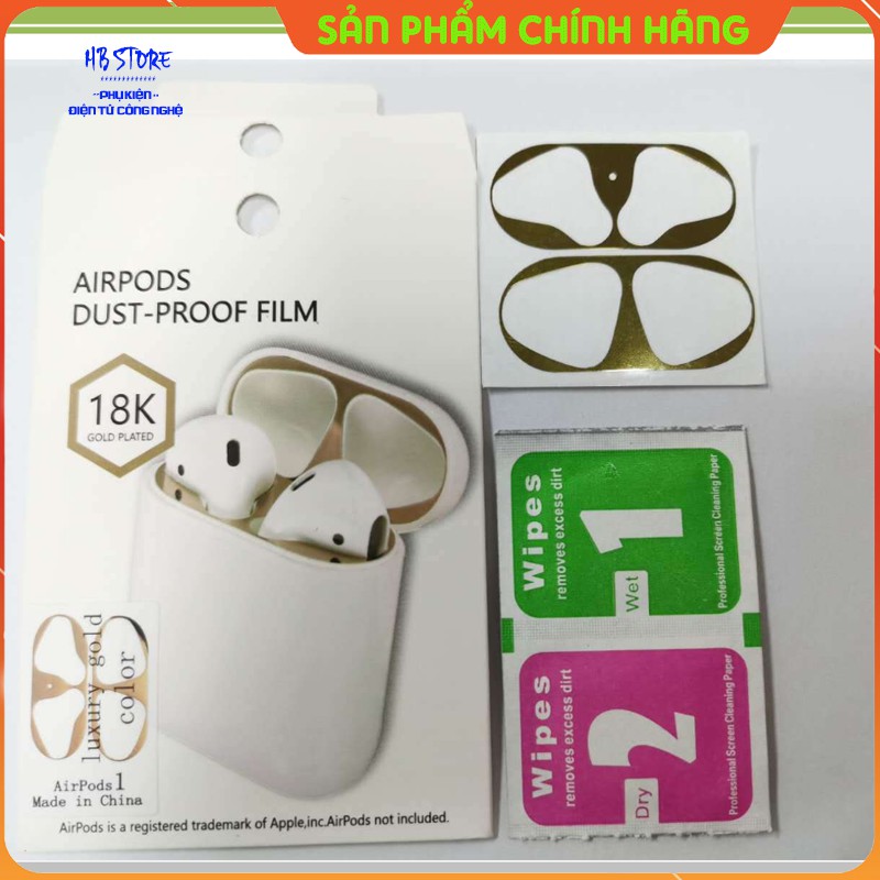 Miếng Dán Kim Loại Chống Bám Bẩn Bảo Vệ AirPods 1-2-Pro - Miếng Dán Kim Loại Bảo Vệ Hộp Sạc Tai Nghe Luôn Như Mới