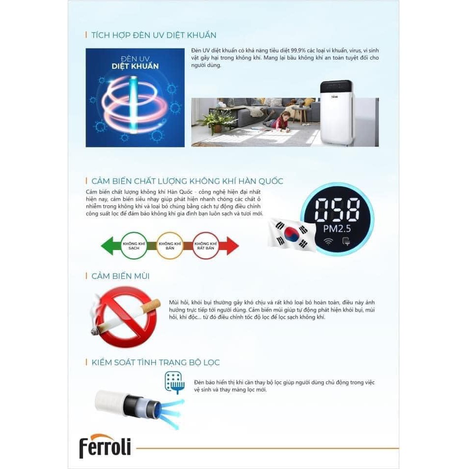 [Mã ELMS5 giảm 7% đơn 300K] MÁY LỌC KHÔNG KHÍ FERROLI MODEL FAP-43D/ XẢ KHO QUẠT ĐIỀU HOÀ HƠI NƯỚC HS-35A | BigBuy360 - bigbuy360.vn