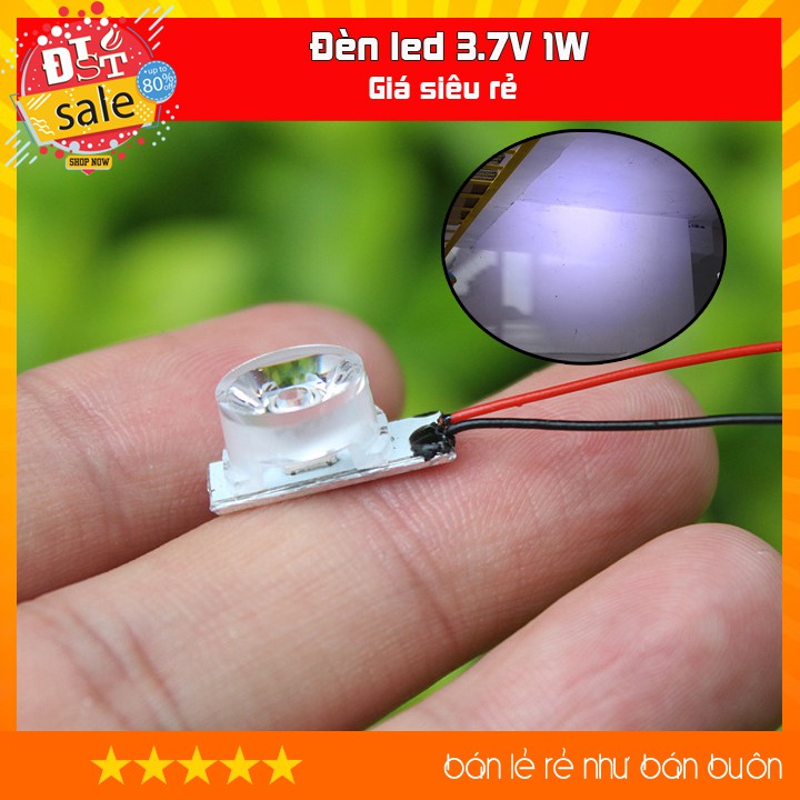 Đèn led 3.7V 1W siêu sáng trắng, giá rẻ để chế đèn chiếu sáng