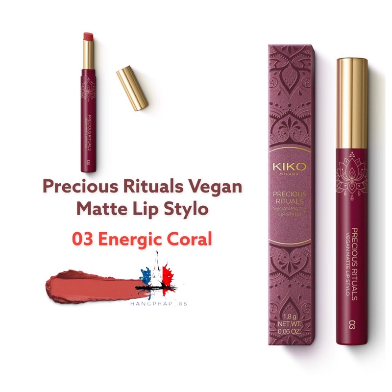 Son môi dưỡng ẩm dạng lì dòng Vegan mới Kiko Precious Rituals Vegan Matte Lip Stylo