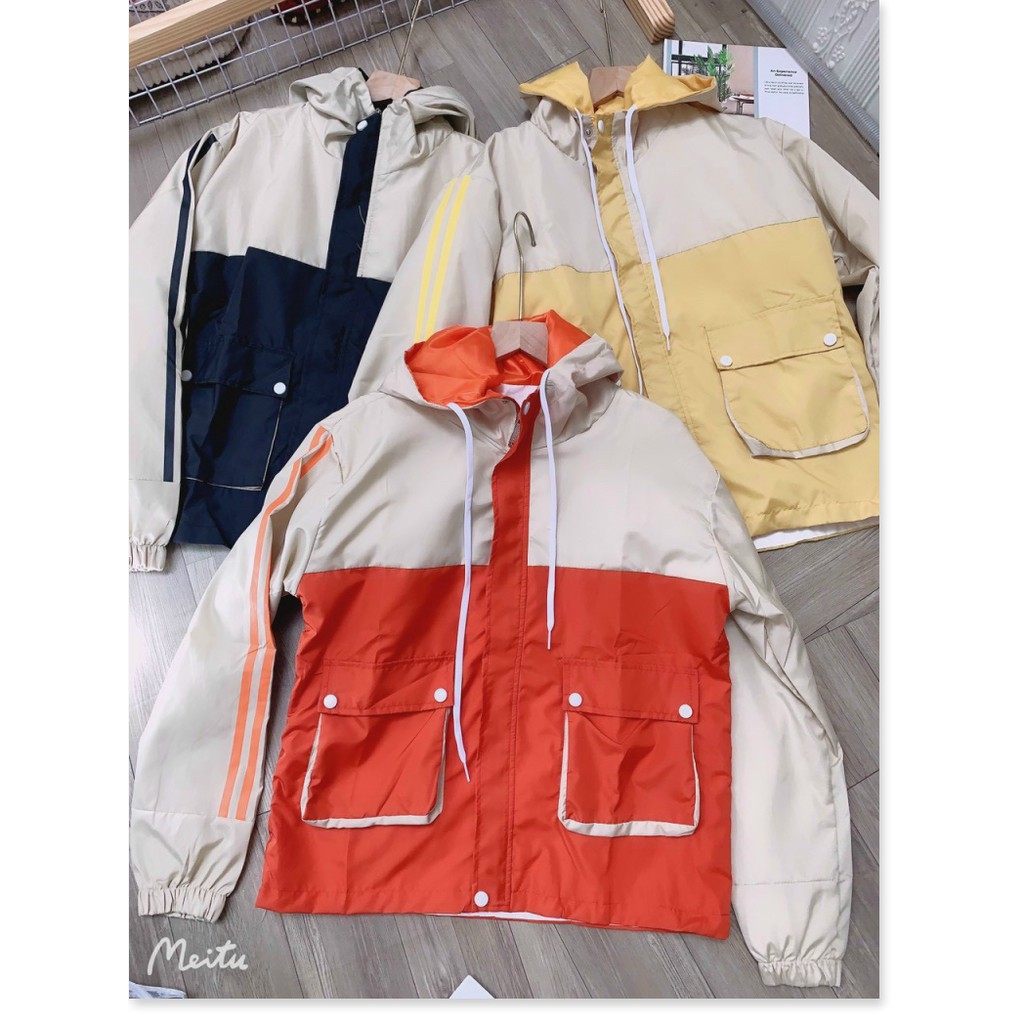 ÁO DÙ 2 LỚP TÚI HỘP PHỐI SỌC TAY PHONG CÁCH HÀN HOT