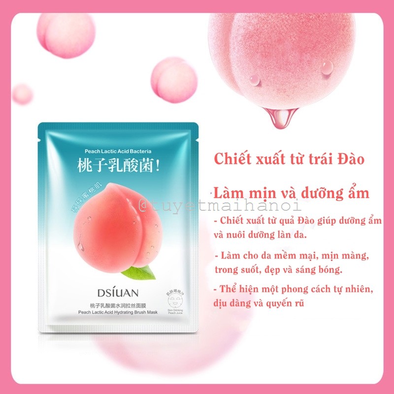 Combo 10 mặt nạ quả Đào DSIUAN dưỡng ẩm, chống lão hóa da - Peach Lactic Acid Bacteria Mask