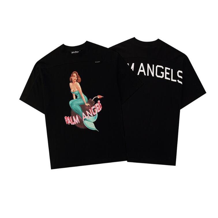 Áo Thun Tay Ngắn In Chữ Palm Angels Thời Trang Cho Nam Và Nữ