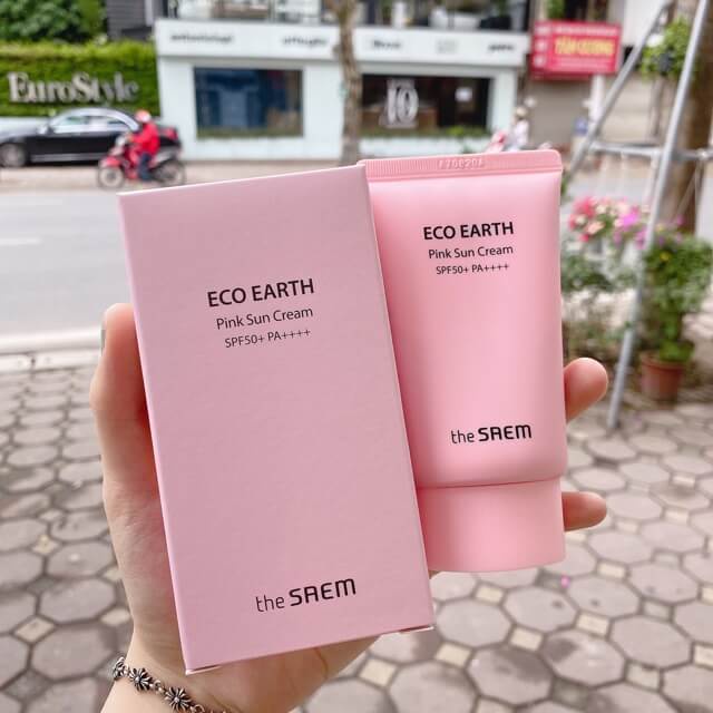 (Mẫu mới) Kem Chống Nắng The Saem Eco Earth Power Pink Sun Cream SPF50+/PA++++