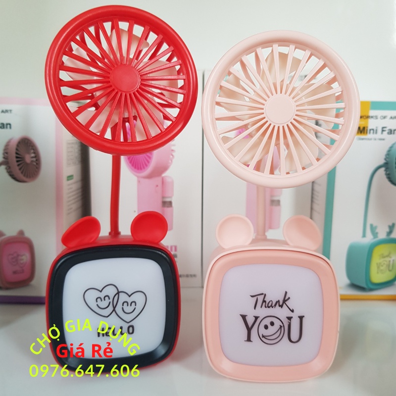 Quạt Tích Điện Mini Để Bàn Siêu Dễ Thương