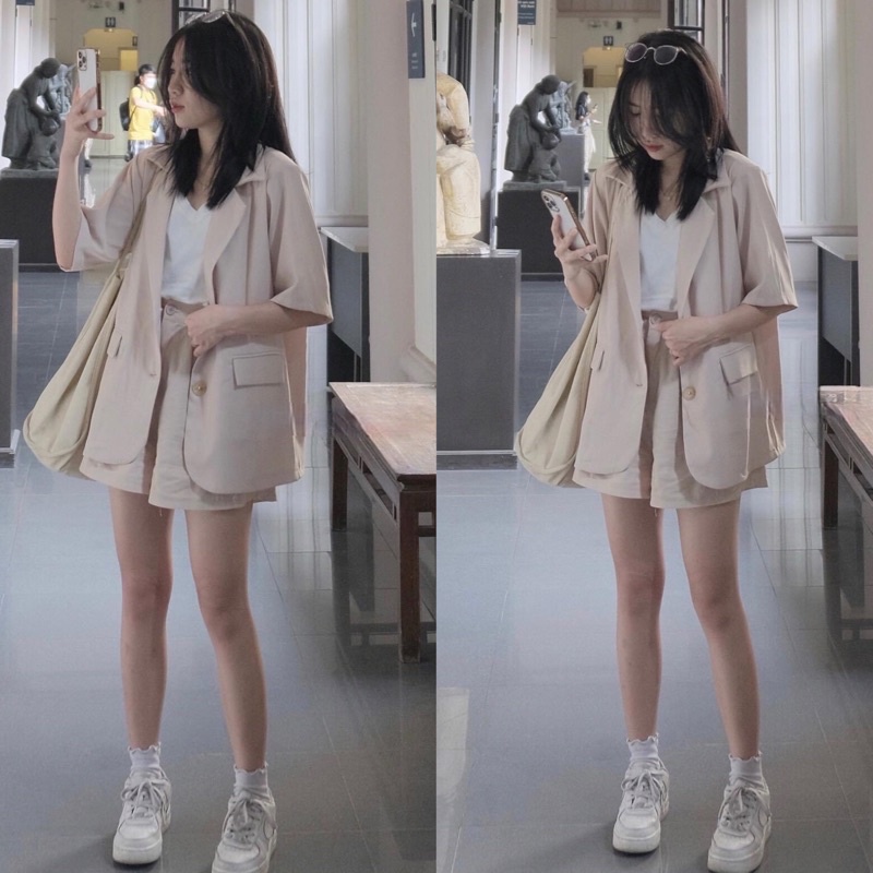 Áo blazer ngắn tay nhiều màu form chuẩn Quảng Châu dễ phối đồ