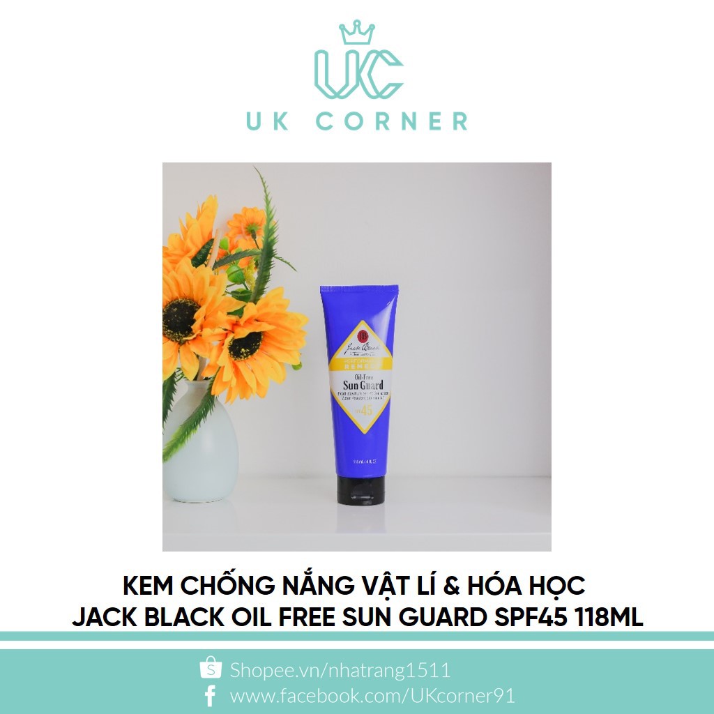 Kem chống nắng vật lí &amp; hóa học Jack Black Oil-free Sun Guard SPF45 118ml