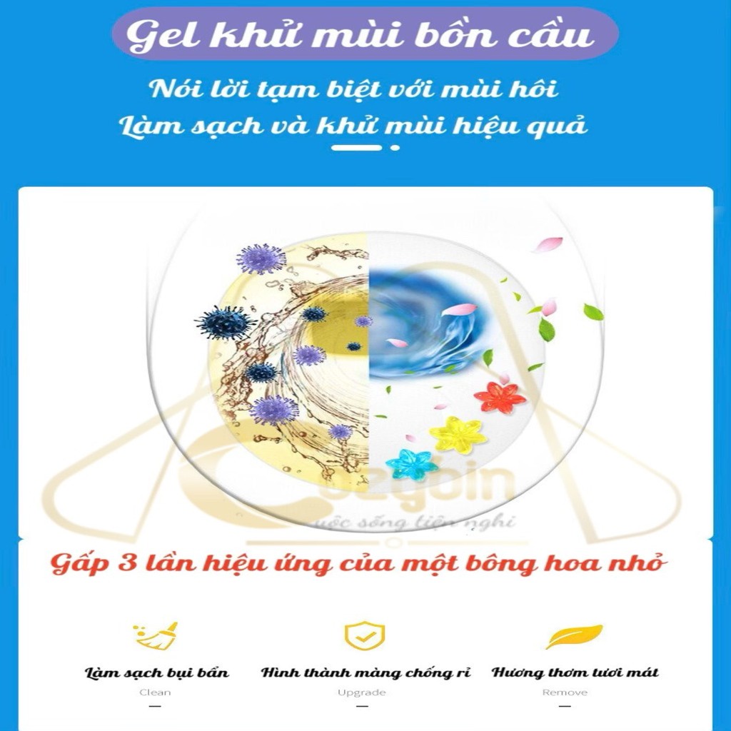 Gel khử mùi bồn cầu, gel thơm khử trùng toilet dạng thạch hình bông hoa nhiều mùi hương cho nhà vệ sinh