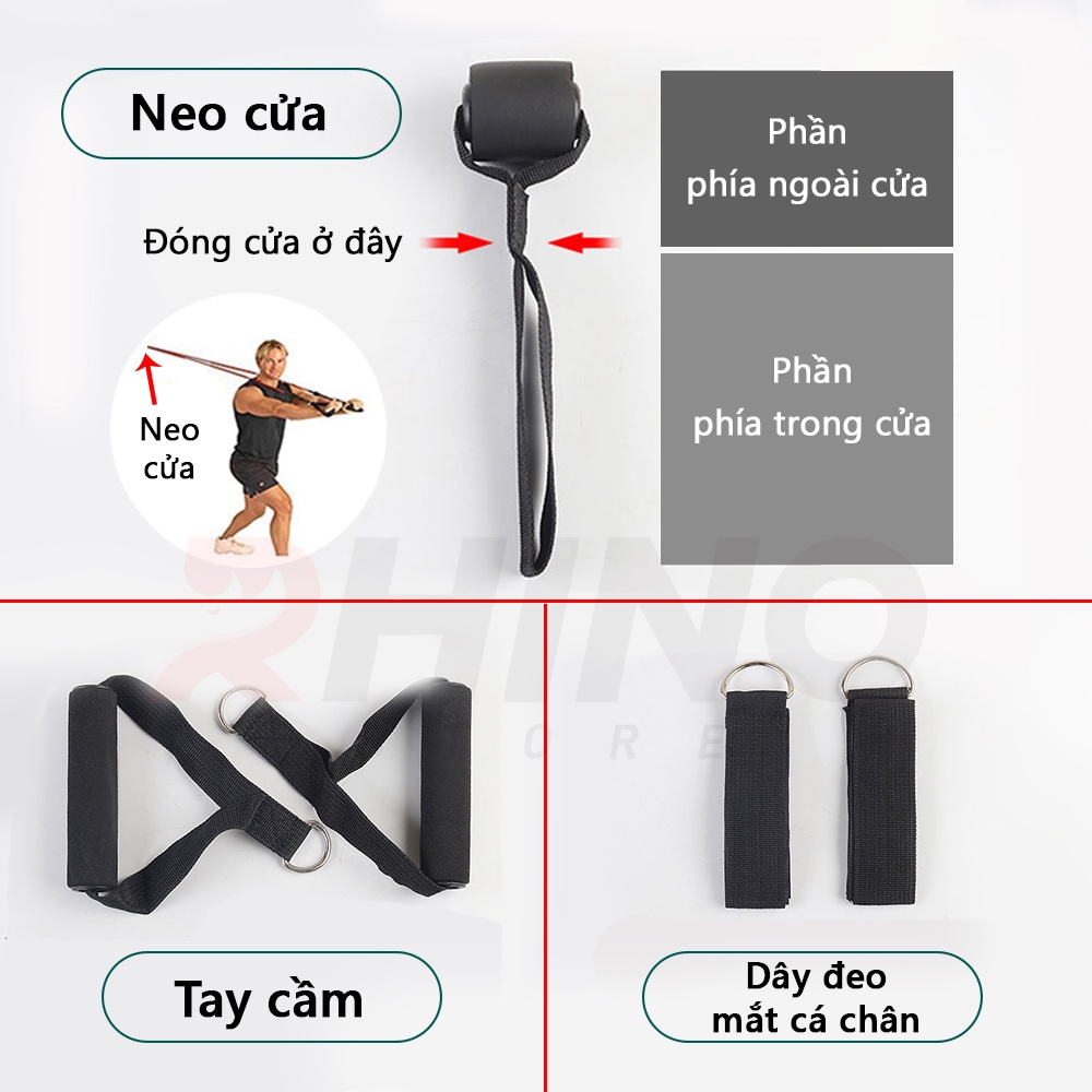 Dây ngũ sắc cao su 11 món tập Gym Rhino R401 tập thể hình đa năng tại nhà, văn phòng,