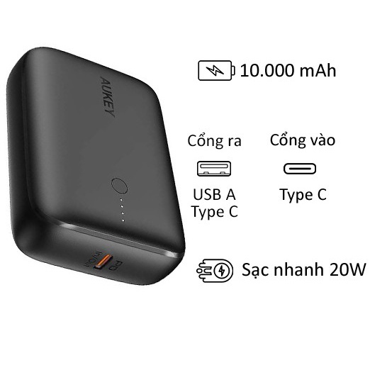 Combo 3 Sản Phẩm Trọn Bộ Sạc Nhanh iPhone 12 Series, iPhone 13 Series AUKEY TK-2 On The Go Bundle - Hàng Chính Hãng