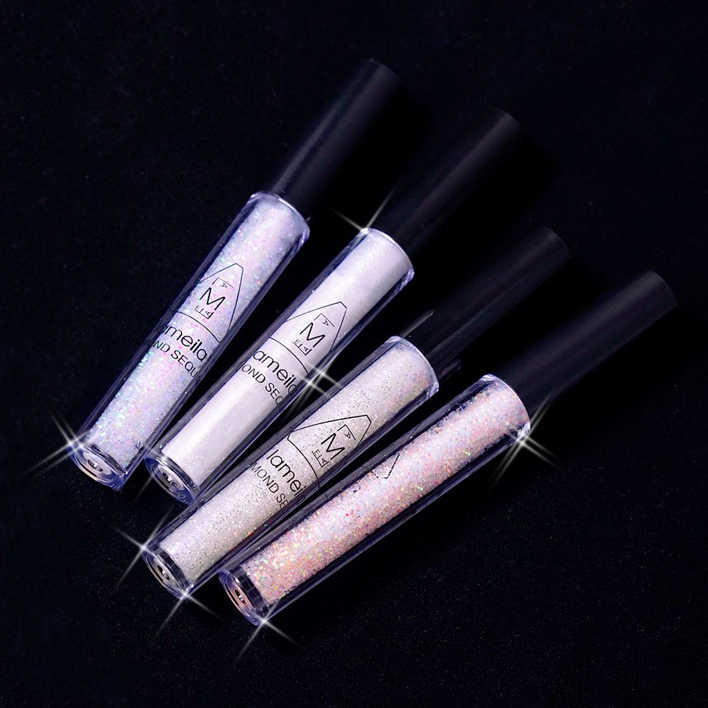 Bảng Phấn Mắt Bóng Lưu vực Liquid Eye Shadow One Drop of Tears Super Glitter Sequin Pearly Lying silkworm brightening thin brush head female student silver high gloss