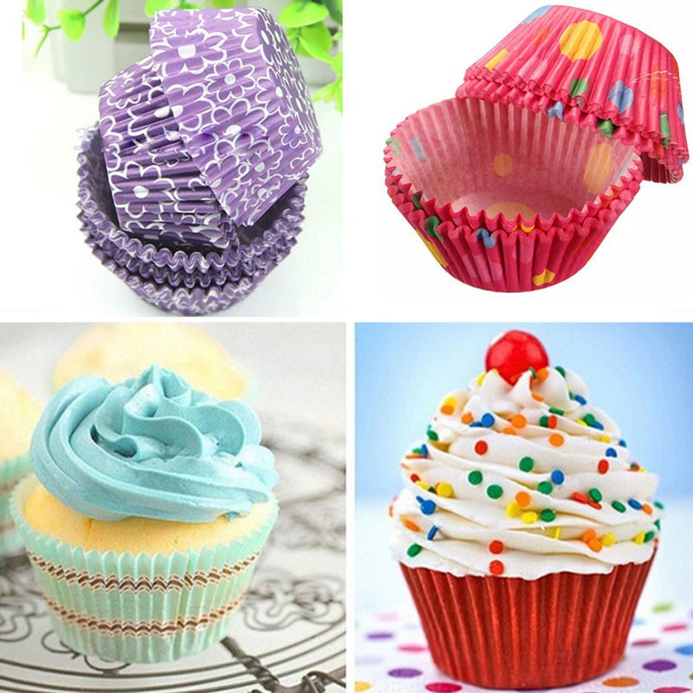 Bộ 100 cốc giấy đựng bánh cupcake