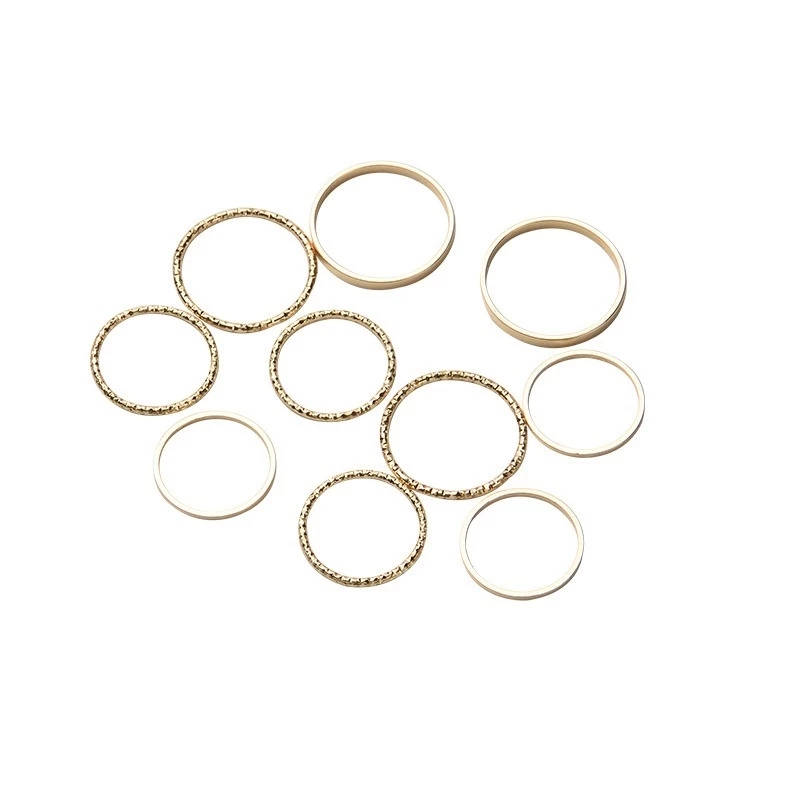 Set 10 Nhẫn Đeo Tay Kim Loại Đơn Giản Thời Trang Unisex