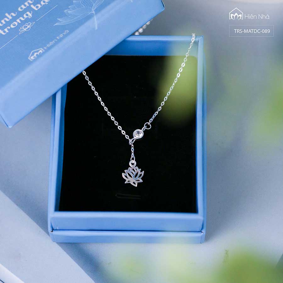 Mặt dây chuyền bạc S925 biểu tượng Hoa Sen đính đá - Trang sức Bình An - Hiên Nhà