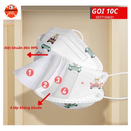 (Gói 10c)Khẩu trang YTe trẻ em 4 lớp kháng khuẩn khẩu trang KF4 diệt khuẩn đến 99%. KT QUYỀN ANH &amp; TUẤN HUY