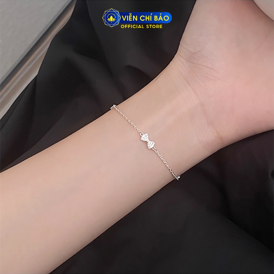 Lắc tay bạc nữ hình nơ đính đá chất liệu bạc 925 thời trang phụ kiện trang sức nữ Viễn Chí Bảo L400721