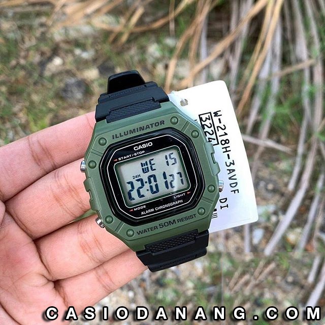 Đồng hồ nam dây nhựa Casio Standard chính hãng Anh Khuê W-218H-3AVDF (43mm)