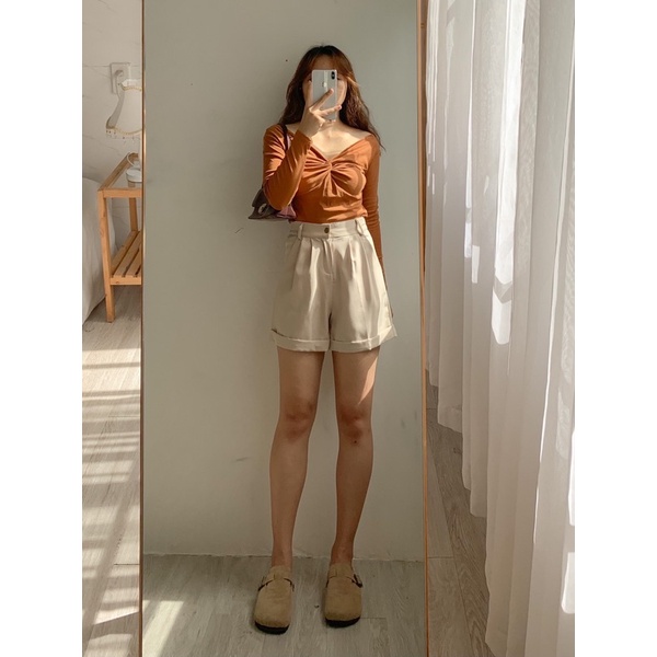 Quần sooc vải ( đen/be)