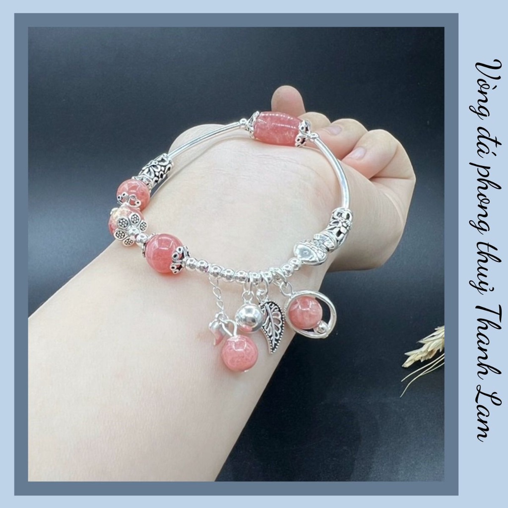 ( ảnh thật ) vòng Tay Đá phong thủy phối chram bạc 925( hợp mệnh thổ , hỏa )