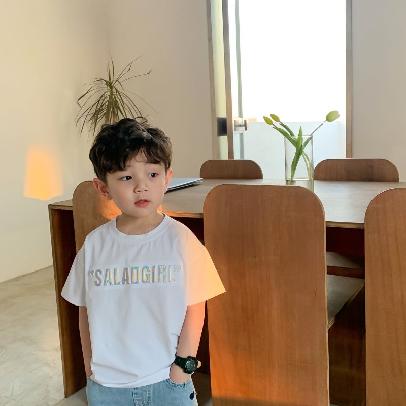 Áo thun cotton ngắn tay dáng rộng thời trang cho bé trai