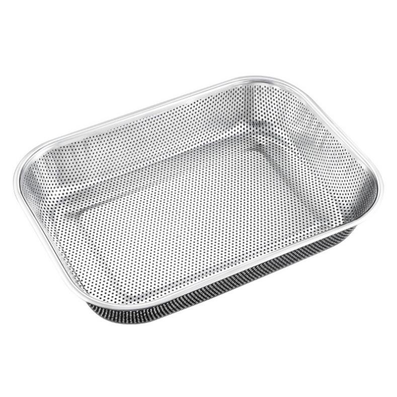 Rổ inox vuông chữ nhật loại dày, rổ inox loại 1 dày dặn sáng bóng, lỗ nhỏ thích hợp chứa tất cả mọi loại thực phẩm