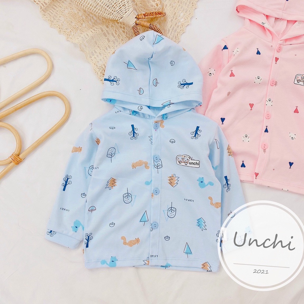 [SALE] Áo Nỉ UNCHI Chất Cotton Bé Trai, Bé Gái Họa Tiết Mới Nền Màu Có Mũ, Áo Nỉ Cho Bé Thu Đông  (QATE366)