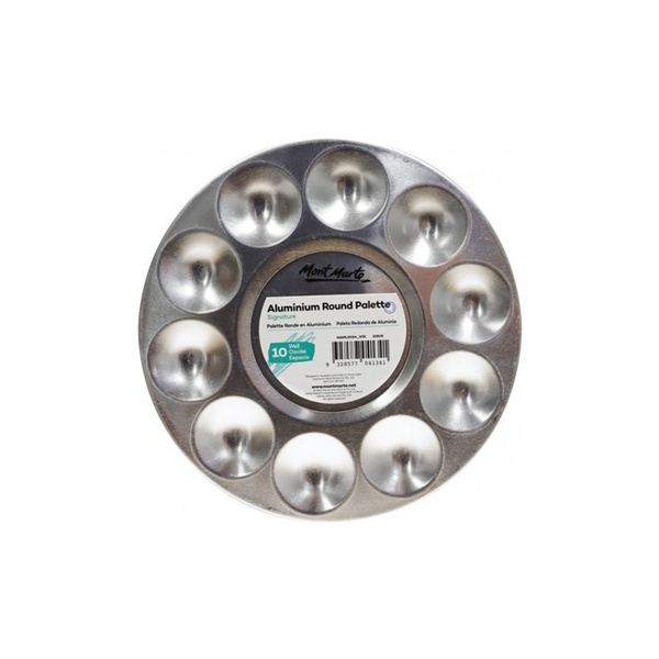 Khay Pha Màu Nhôm Tròn 17cm Mont Marte - Aluminium Round Palette 10 Well