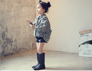 Áo sơ mi caro dáng thụng cho bé