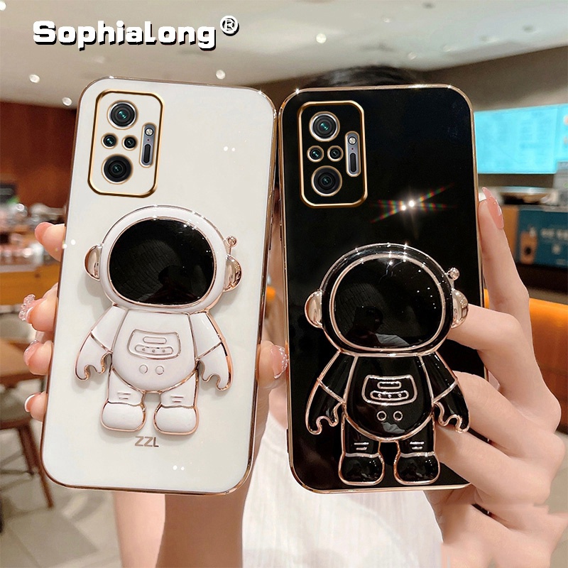 Ốp Điện Thoại Dẻo Họa Tiết Phi Hành Gia Kèm Giá Đỡ Cho Xiaomi Redmi Note 10 Pro Max 10S 10T Poco M5S X3 GT M3 Pro